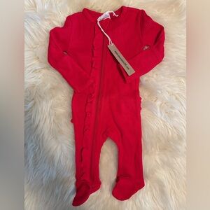 SpearmintLove waffle ruffle footie sleeper